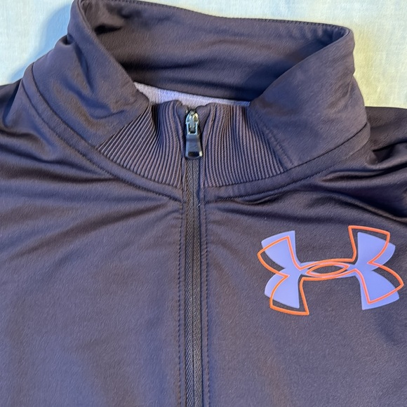 Under armor girls pull over crewneck zip sweatshirt, purple lavender, orange - Picture 4 of 5